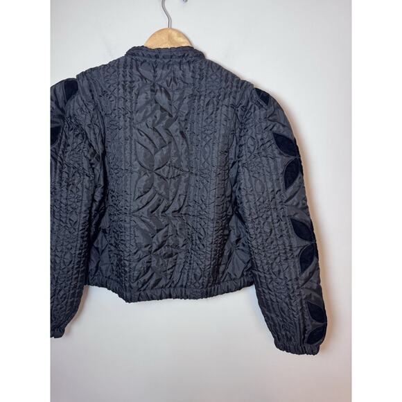 Free people Quinn Black Floral Embroidered Quilted Jacket S NWT $198 - Picture 15 of 16